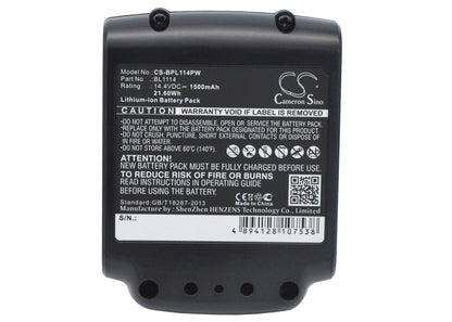 Replacement Battery for Black & Decker  ASL146BT12A – Power Tools – 1500mAh / 21.60Wh / 14.4V