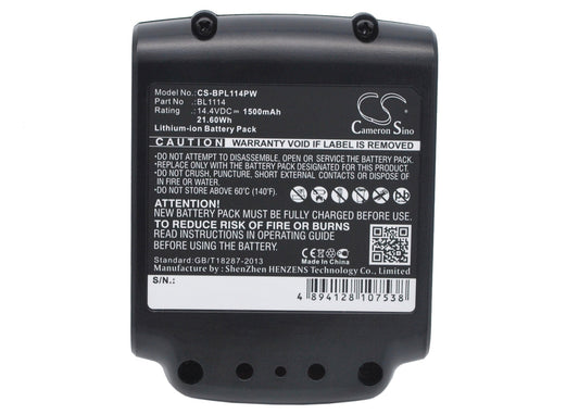 Replacement Battery for Black & Decker  ASL146BT12A – Power Tools – 1500mAh / 21.60Wh / 14.4V