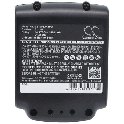 Replacement Battery for Black & Decker ASL146BT12A ASL146K, ASL146KB, – 1500mAh / 21.60Wh
