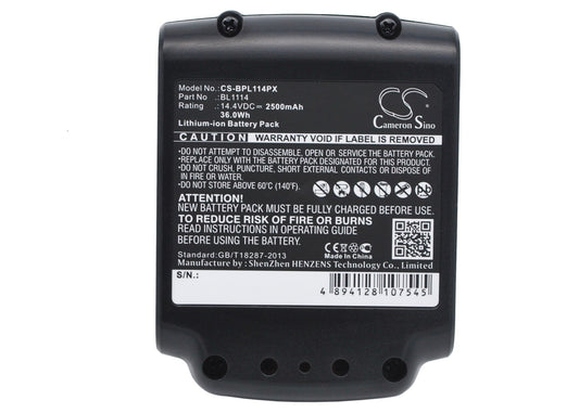 Replacement Battery for Black & Decker  ASL146BT12A – Power Tools – 2500mAh / 36.0Wh / 14.4V