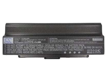 Replacement Battery for Sony  AIO VGN-AR760 – Notebook, Laptop – 6600mAh / 11.1V