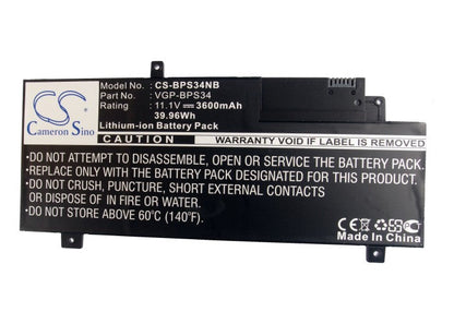 Replacement Battery for Sony  F15A16 – Notebook, Laptop – 3600mAh / 39.96Wh / 11.1V