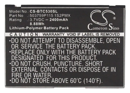 Replacement Battery for Blaupunkt  Lucca 5.3 – GPS, Navigator – 2400mAh/8.88Wh / 3.7V
