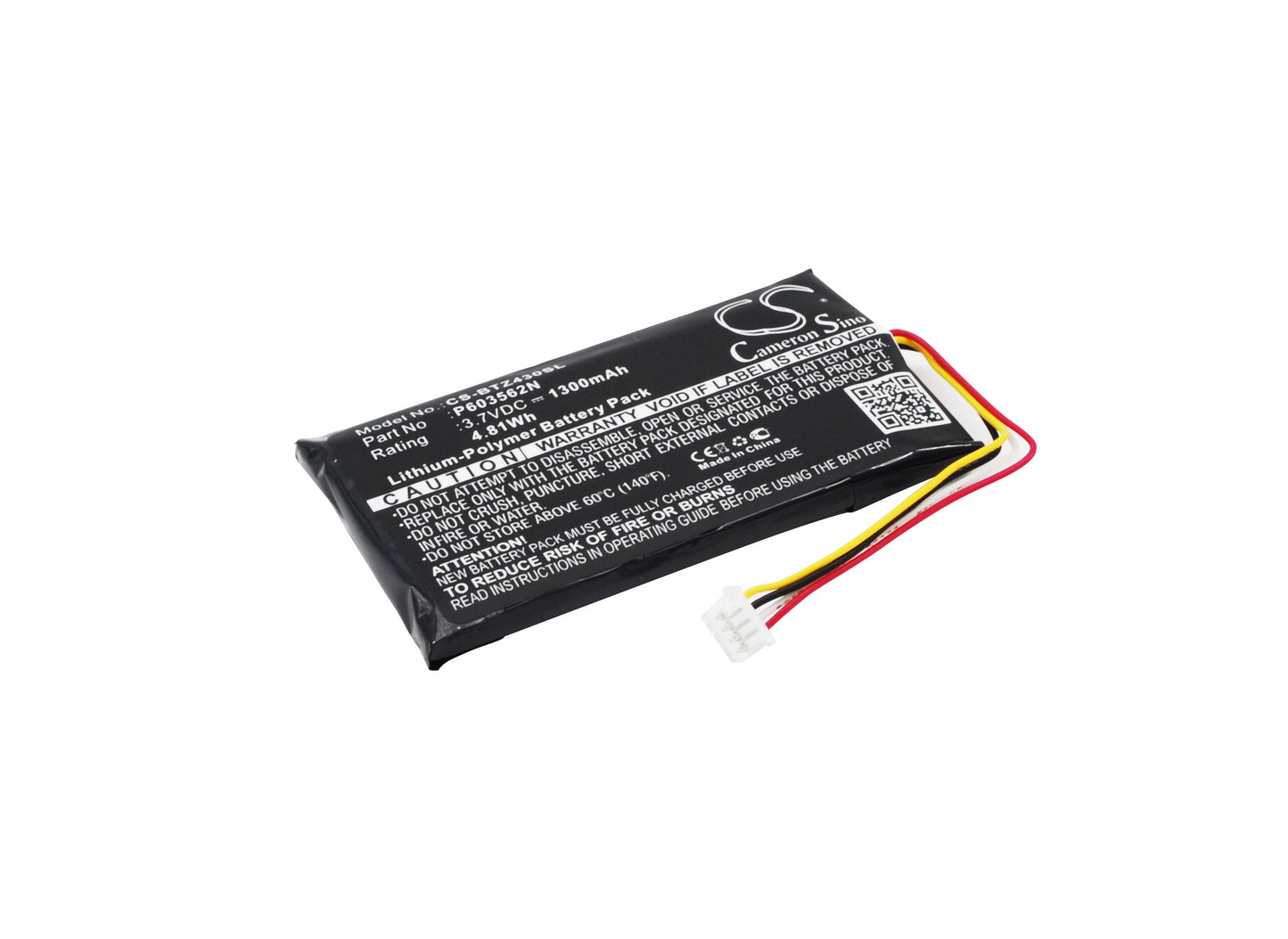 Replacement Battery for Binatone  Z430BT – GPS, Navigator – 1300mAh / 4.81Wh / 3.7V