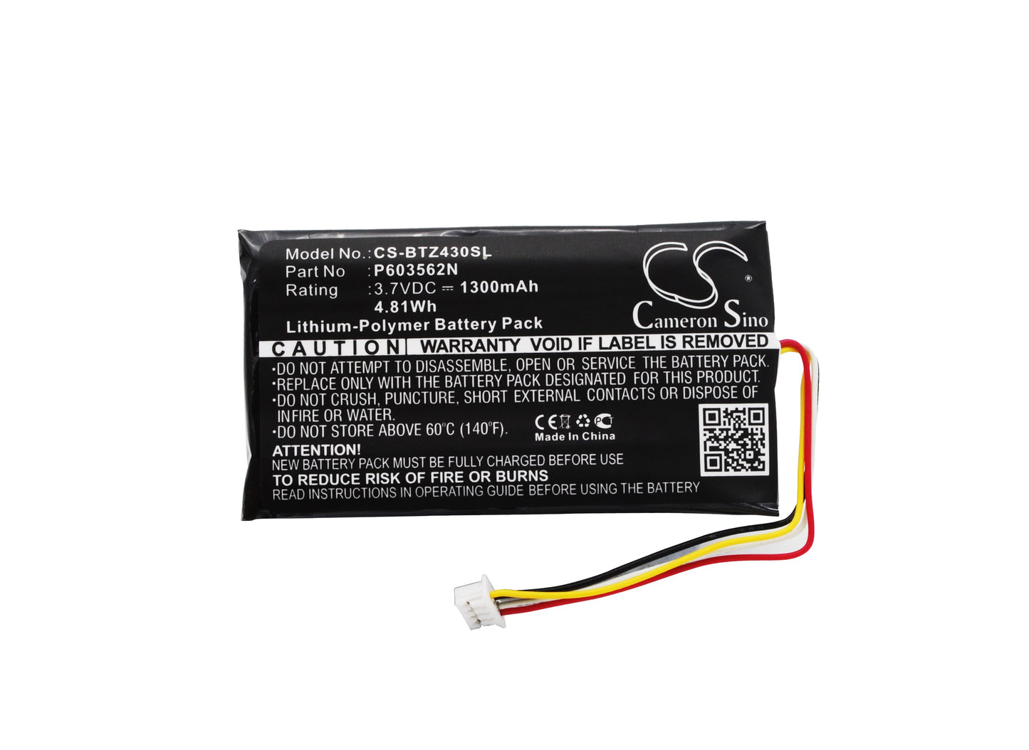 Replacement Battery for Binatone  Z430BT – GPS, Navigator – 1300mAh / 4.81Wh / 3.7V
