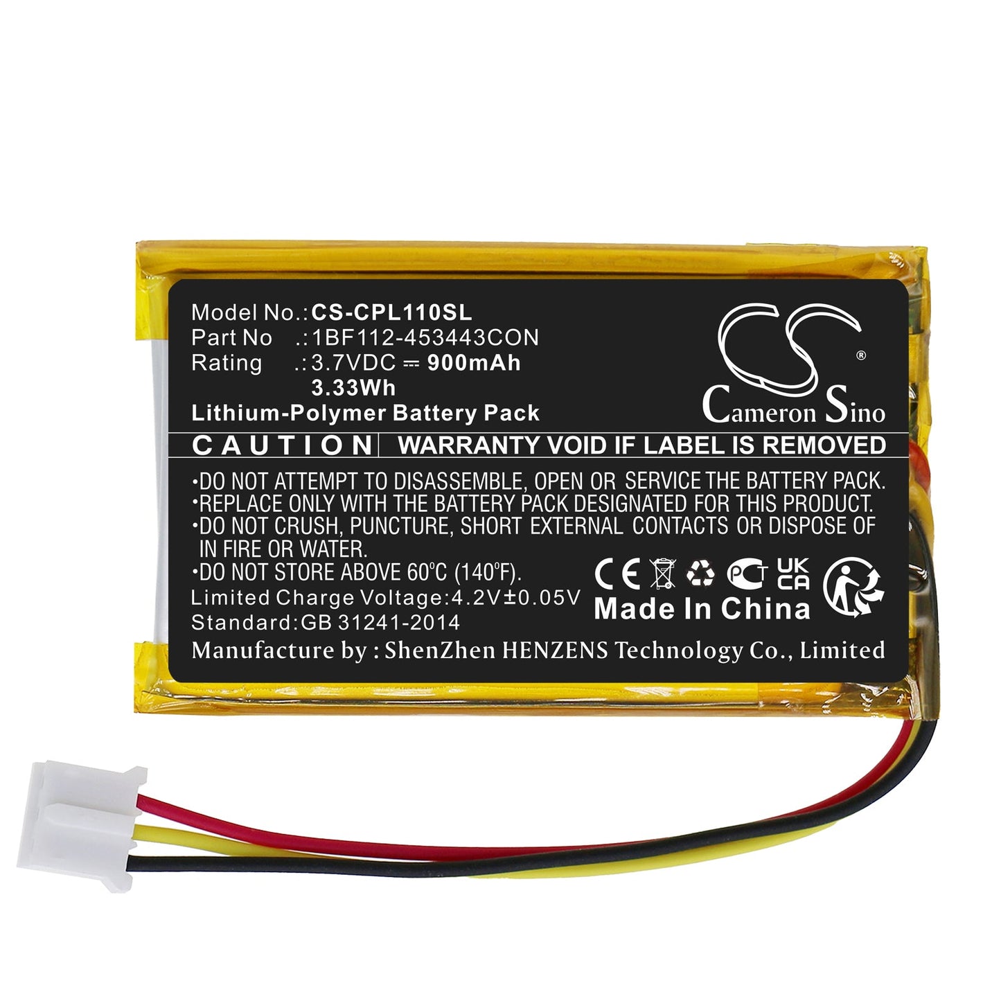 Replacement Battery for CalAmp  LMU-1100 – GPS, Navigator – 900mAh / 3.33Wh / 3.7V