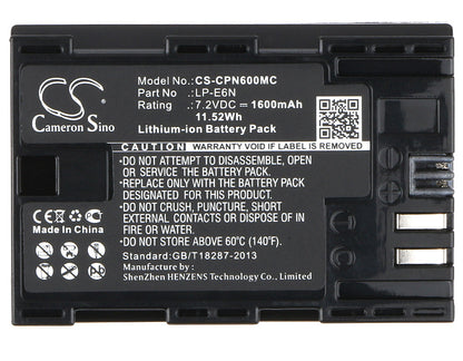 Replacement Battery for Canon  EOS 5D Mark II – Camera – 1600mAh / 11.52Wh / 7.2V