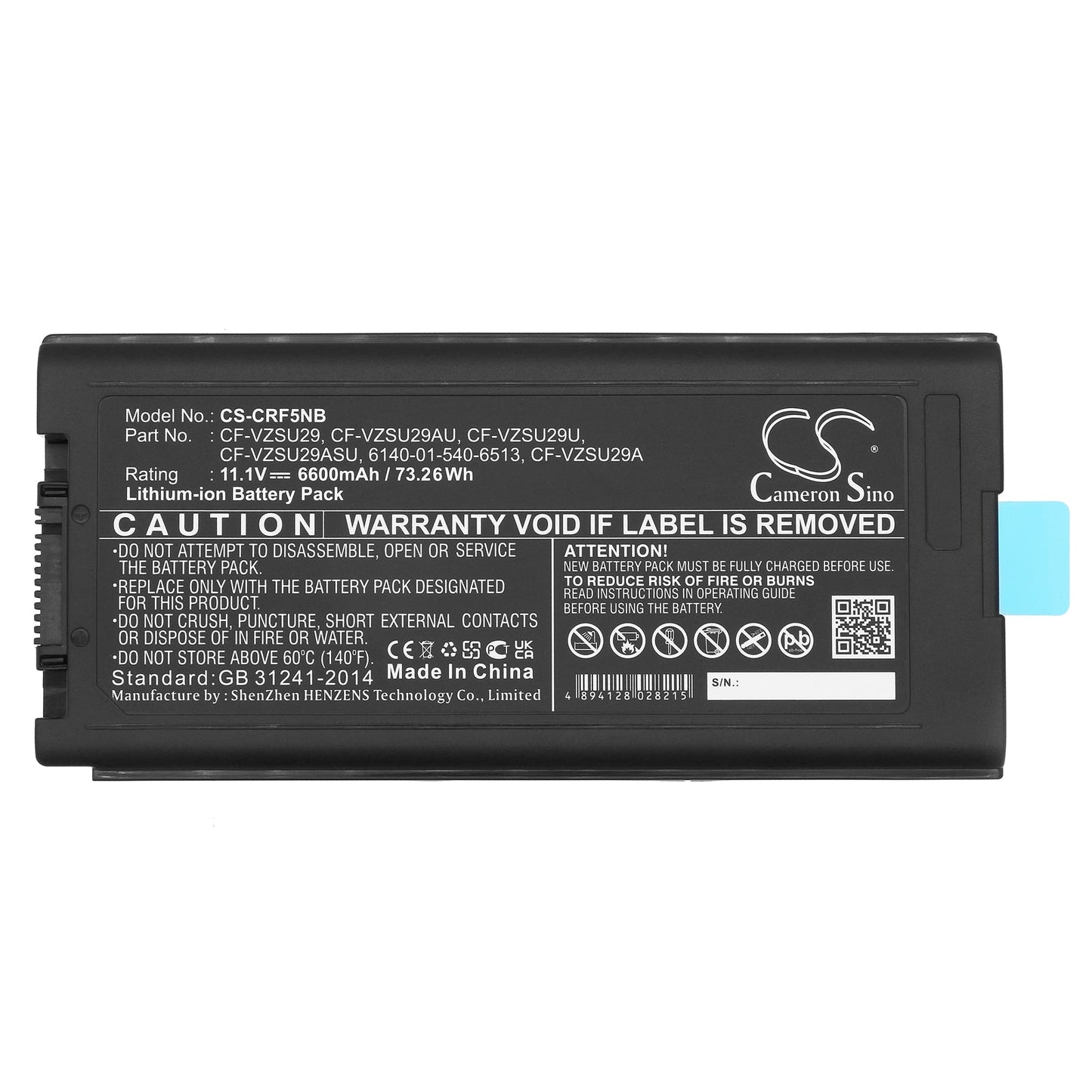 Replacement Battery for Panasonic  ToughBook CF29 – Notebook, Laptop – 6600mAh / 11.1V