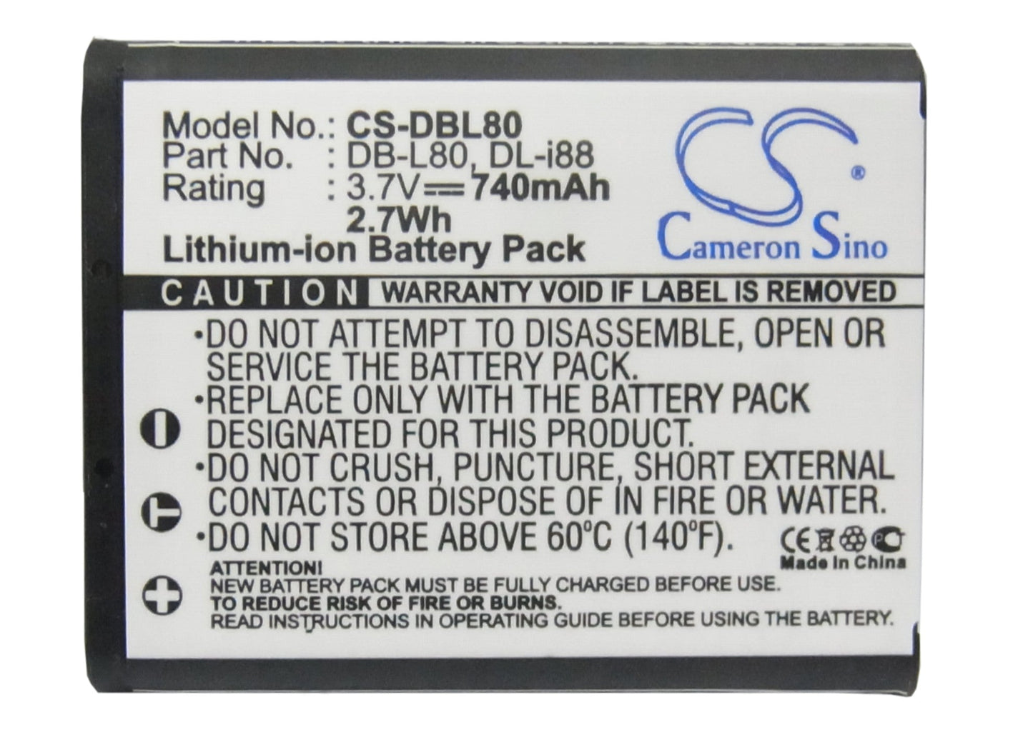 Replacement Battery for Toshiba  Camileo BW10 – Camera – 740mAh/2.7Wh / 3.7V