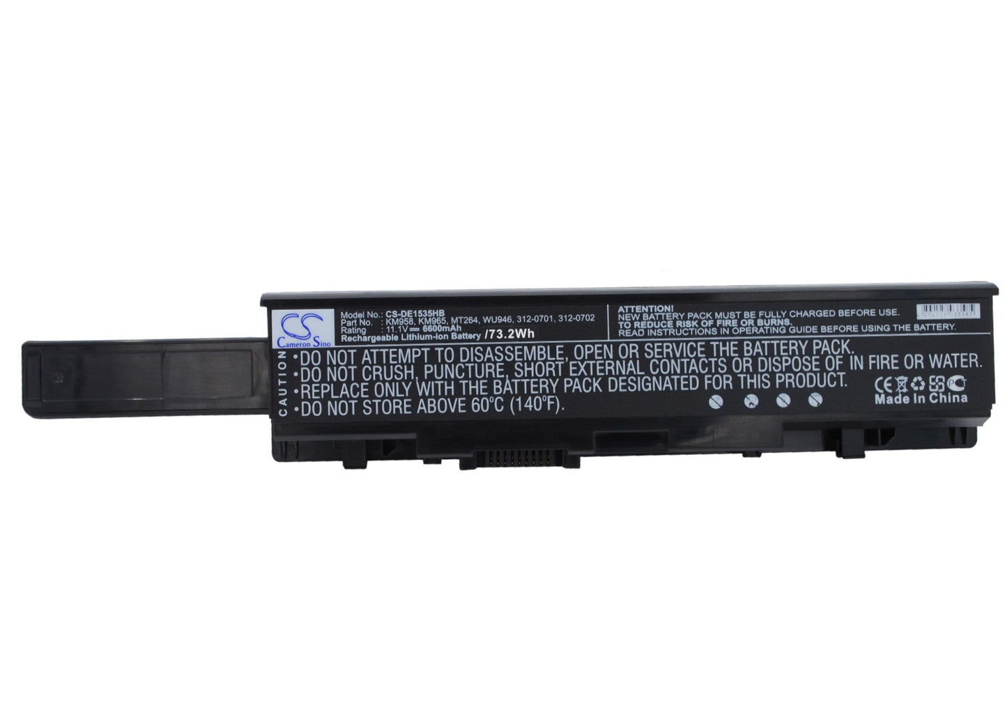 Replacement Battery for DELL  Studio 1535 – Notebook, Laptop – 6600mAh / 73.26Wh / 11.1V
