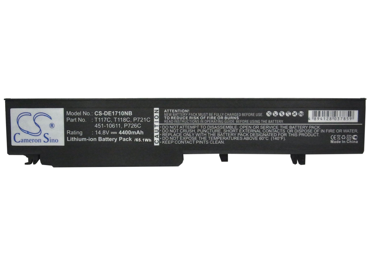 Replacement Battery for DELL  Vostro 1710 – Notebook, Laptop – 4400mAh / 65.12Wh / 14.8V