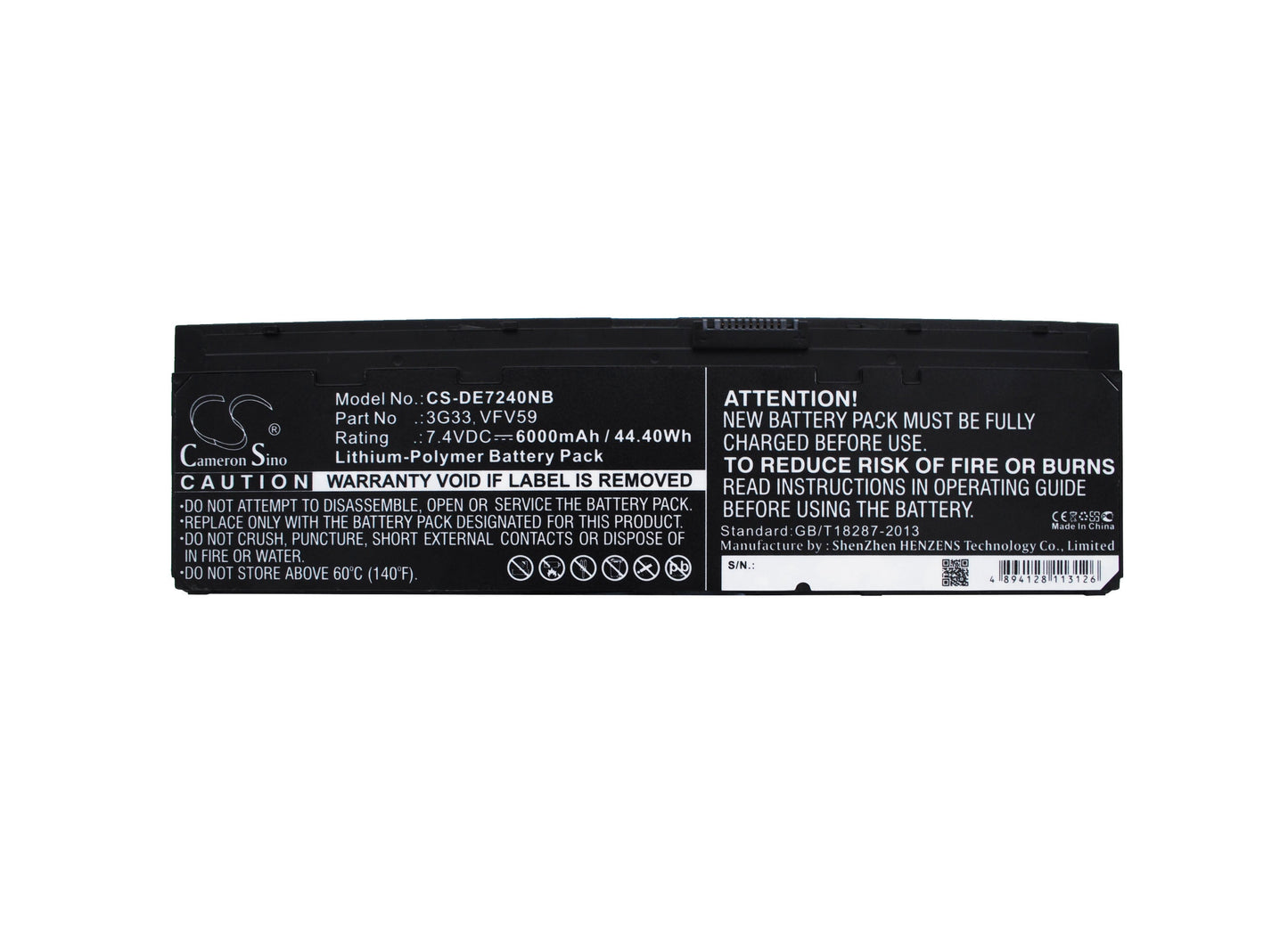 Replacement Battery for DELL  Latitude 12 7000 – Notebook, Laptop – 6000mAh / 44.40Wh / 7.4V