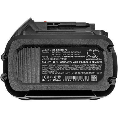 Replacement Battery for DeWalt  120V MAX – Power Tools – 7500mAh / 150.00Wh / 20.0V