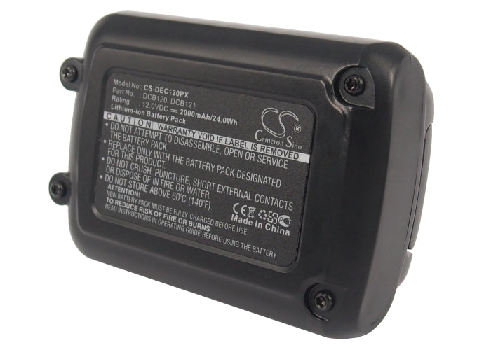 Replacement Battery for DeWalt  120V MAX – Power Tools – 2000mAh / 24.00Wh / 12.0V