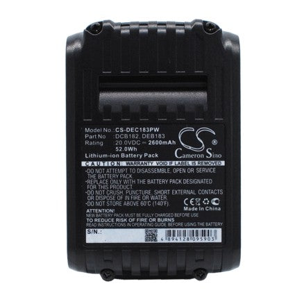 Replacement Battery for DeWalt 120V MAX 12V MAX Li-ion, 20V MAX, – 2600mAh / 52.00Wh