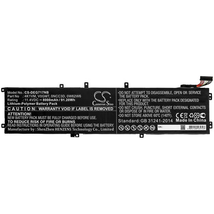 Replacement Battery for DELL  G7 17 7700 – Notebook, Laptop – 8000mAh / 91.20Wh / 11.4V