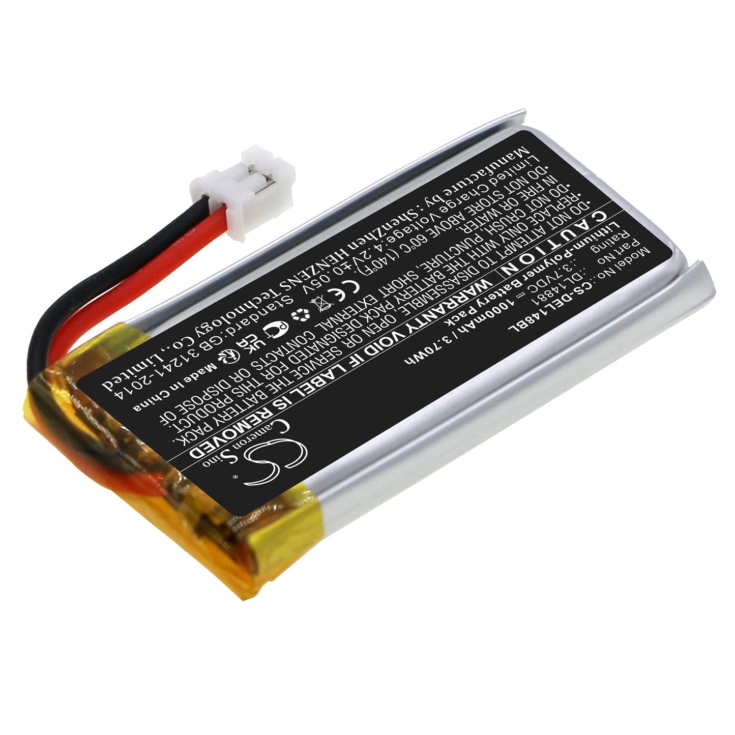 Replacement Battery for Deli  14951w – Barcode Scanner – 1000mAh / 3.70Wh / 3.7V