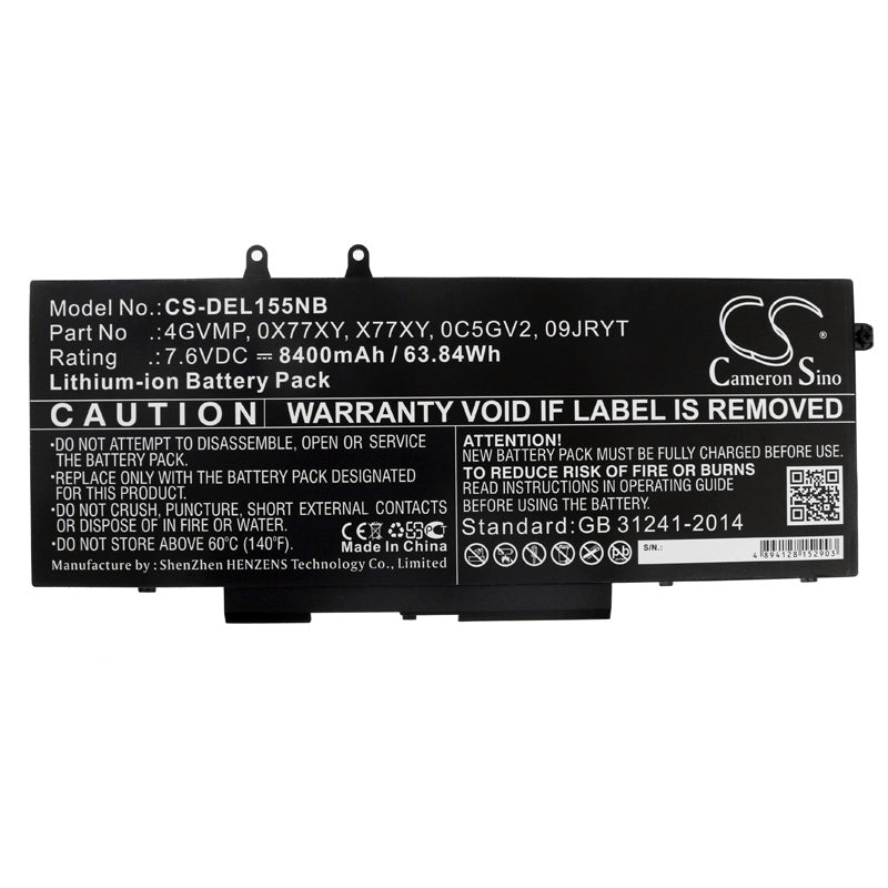 Replacement Battery for DELL  Latitude 14 5400 – Notebook, Laptop – 8400mAh / 63.84Wh / 7.6V