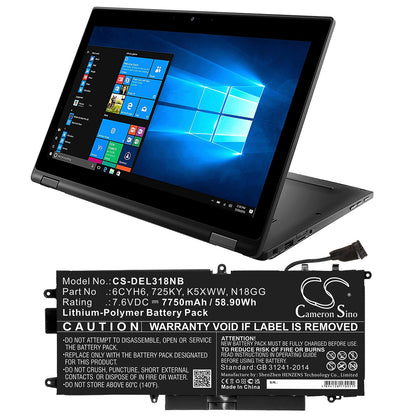 Replacement Battery for DELL  Latitude 12 5289 – Notebook, Laptop – 7750mAh / 58.90Wh / 7.6V