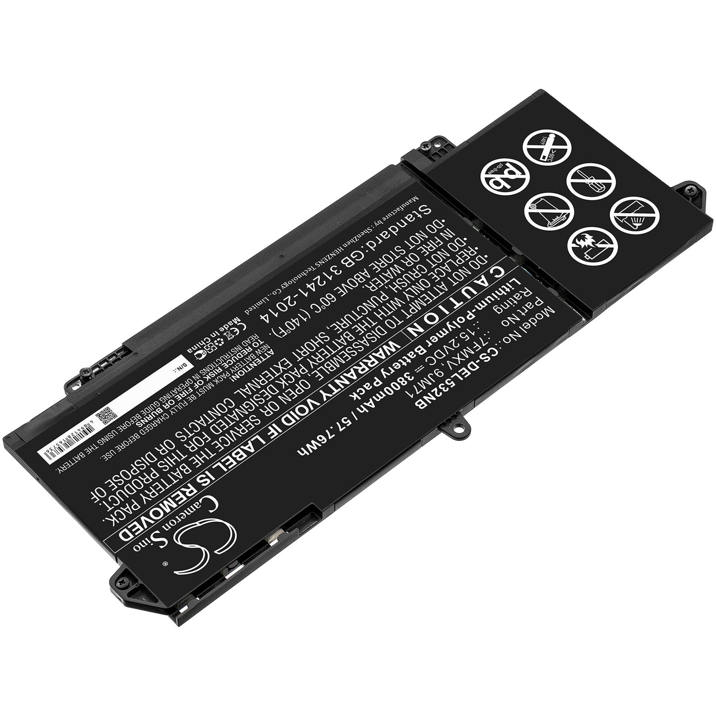 Replacement Battery for DELL  Latitude 13 5320 2XMTD – Notebook, Laptop – 3800mAh / 57.76Wh / 15.2V
