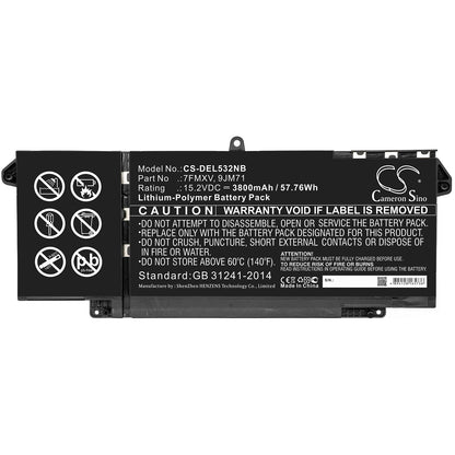 Replacement Battery for DELL  Latitude 13 5320 2XMTD – Notebook, Laptop – 3800mAh / 57.76Wh / 15.2V