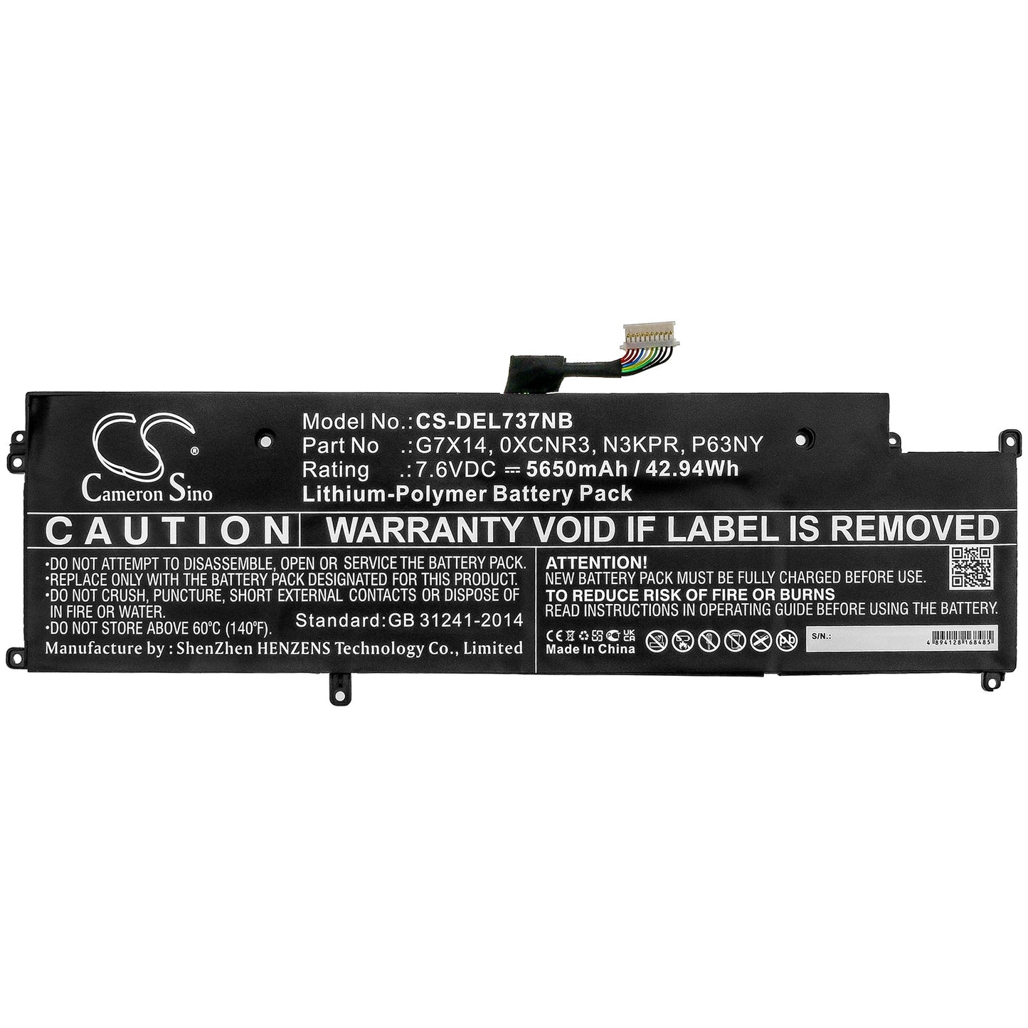 Replacement Battery for DELL  Latitude 13 7370 – Notebook, Laptop – 5650mAh / 42.94Wh / 7.6V