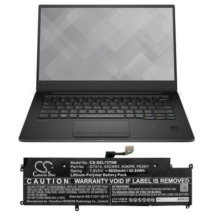 Replacement Battery for DELL  Latitude 13 7370 – Notebook, Laptop – 5650mAh / 42.94Wh / 7.6V