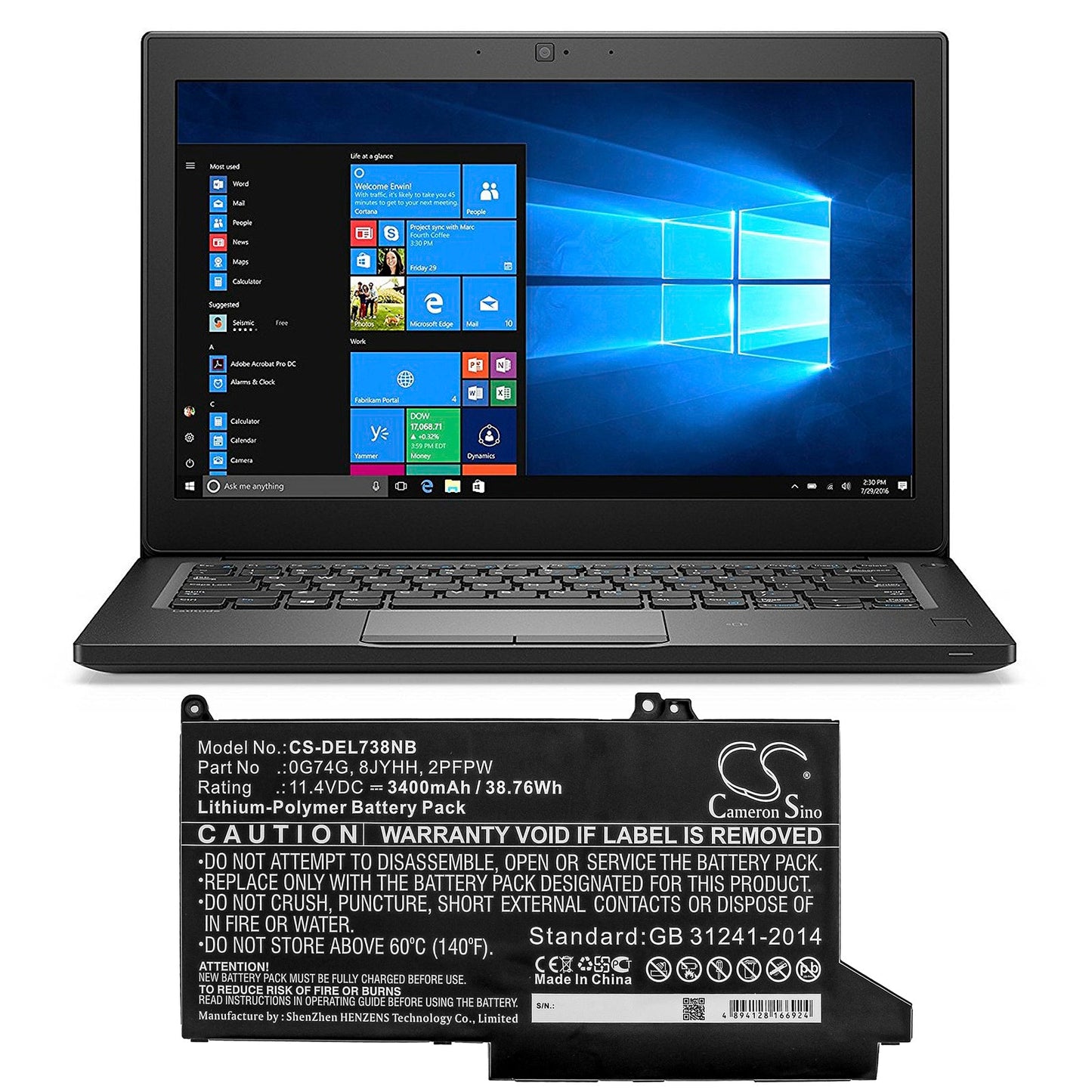 Replacement Battery for DELL  Latitude 12 5300 – Notebook, Laptop – 3400mAh / 38.76Wh / 11.4V