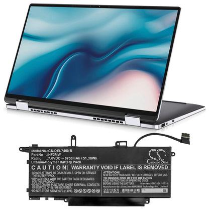 Replacement Battery for DELL  Latitude 7310 2-in-1 – Notebook, Laptop – 6750mAh / 51.30Wh / 7.6V