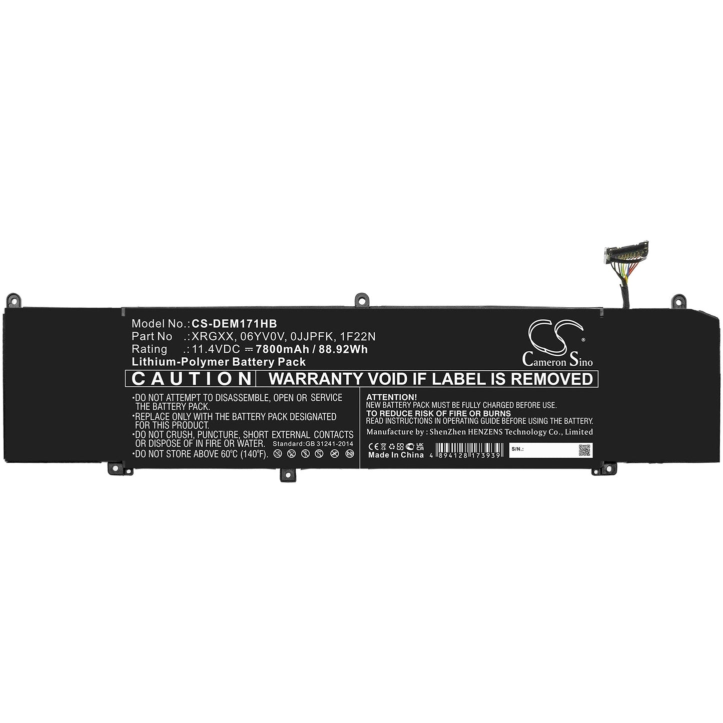 Replacement Battery for DELL  ALIENWARE 2018 orion M15 – Notebook, Laptop – 7800mAh / 88.92Wh / 11.4V