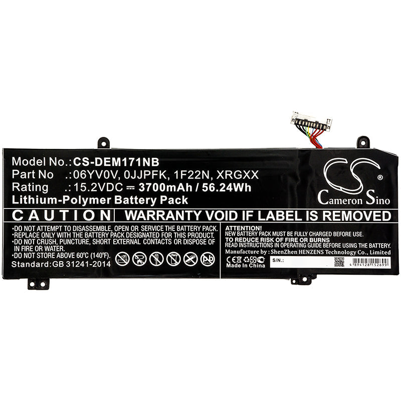 Replacement Battery for DELL  ALIENWARE 2018 orion M15 – Notebook, Laptop – 3700mAh / 56.24Wh / 15.2V