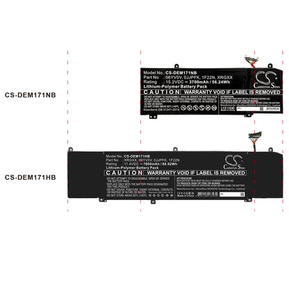 Replacement Battery for DELL  ALIENWARE 2018 orion M15 – Notebook, Laptop – 3700mAh / 56.24Wh / 15.2V