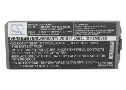Replacement Battery for DELL  Latitude D810 – Notebook, Laptop – 4400mAh / 11.1V