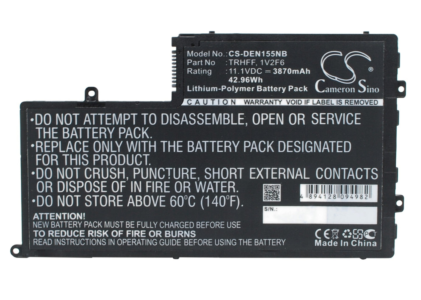 Replacement Battery for DELL  INS14MD-1328R – Notebook, Laptop – 3870mAh / 42.96Wh / 11.1V