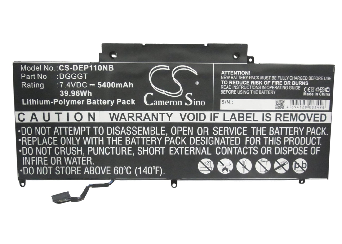 Replacement Battery for DELL  XPS 11 – Notebook, Laptop – 5400mAh / 39.96Wh / 7.4V