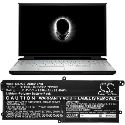 Replacement Battery for DELL  Alienware Area 51m ALWA51M-D17 – Notebook, Laptop – 7850mAh / 89.49Wh / 11.4V