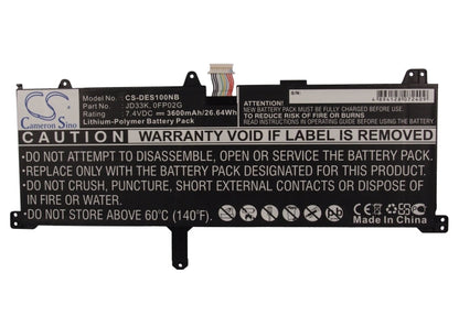 Replacement Battery for DELL  XPS 10 – Notebook, Laptop – 3600mAh / 26.64Wh / 7.4V