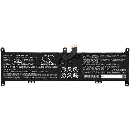 Replacement Battery for DELL  Inspiron 11 3195 2-in-1 – Notebook, Laptop – 3400mAh / 25.84Wh / 7.6V
