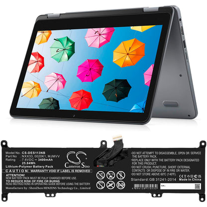 Replacement Battery for DELL  Inspiron 11 3195 2-in-1 – Notebook, Laptop – 3400mAh / 25.84Wh / 7.6V