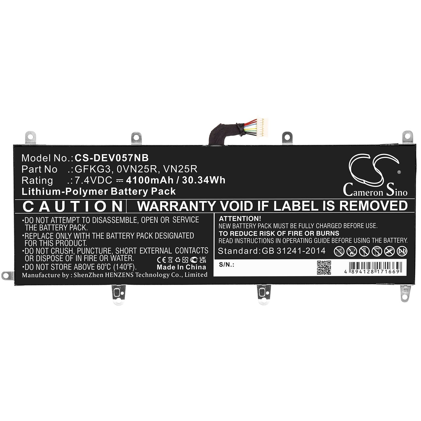 Replacement Battery for DELL  Venue 10 Pro – Notebook, Laptop – 4100mAh / 30.34Wh / 7.4V