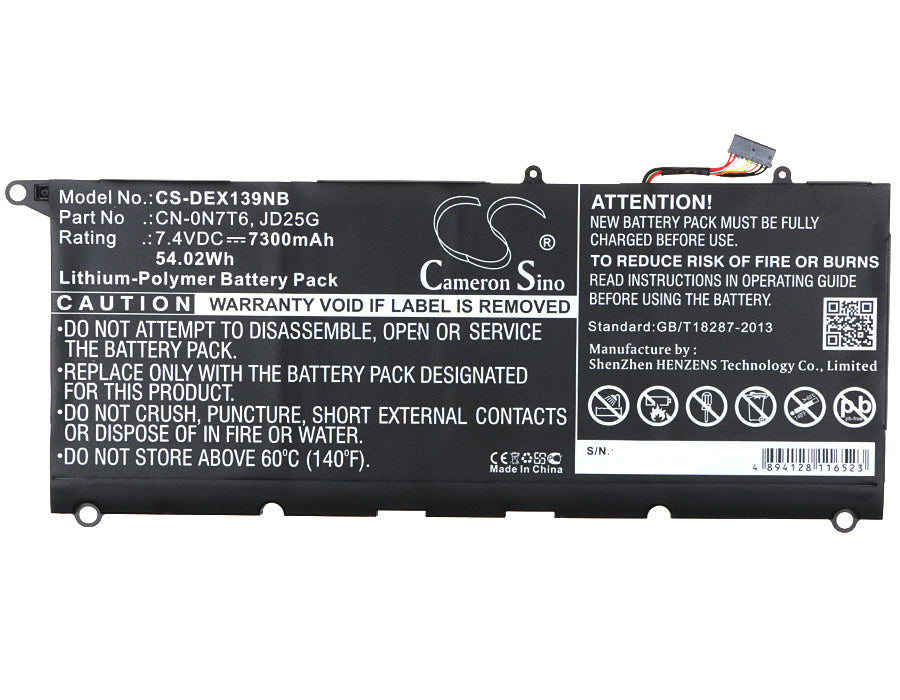Replacement Battery for DELL  XPS 13 2015 9343 – Notebook, Laptop – 7300mAh / 54.02Wh / 7.4V