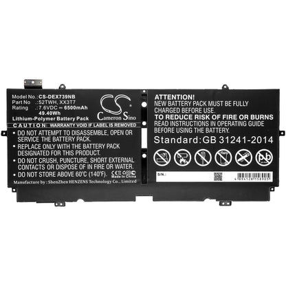 Replacement Battery for DELL  XPS 13 7390 – Notebook, Laptop – 6500mAh / 49.40Wh / 7.6V