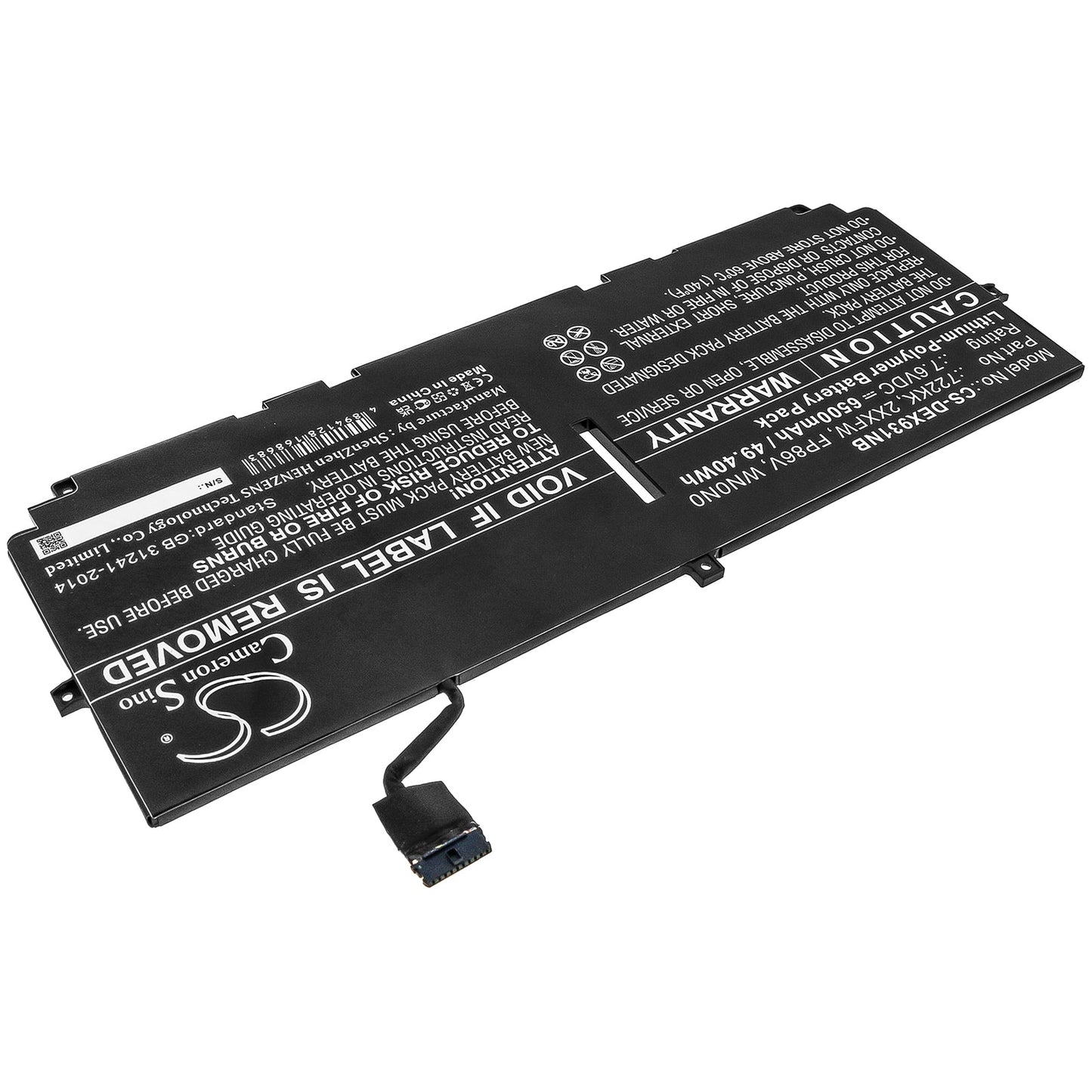 Replacement Battery for DELL  XPS 13 9300 – Notebook, Laptop – 6500mAh / 49.40Wh / 7.6V
