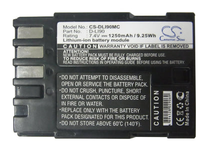 Replacement Battery for PENTAX  645D – Camera – 1250mAh / 9.25Wh / 7.4V