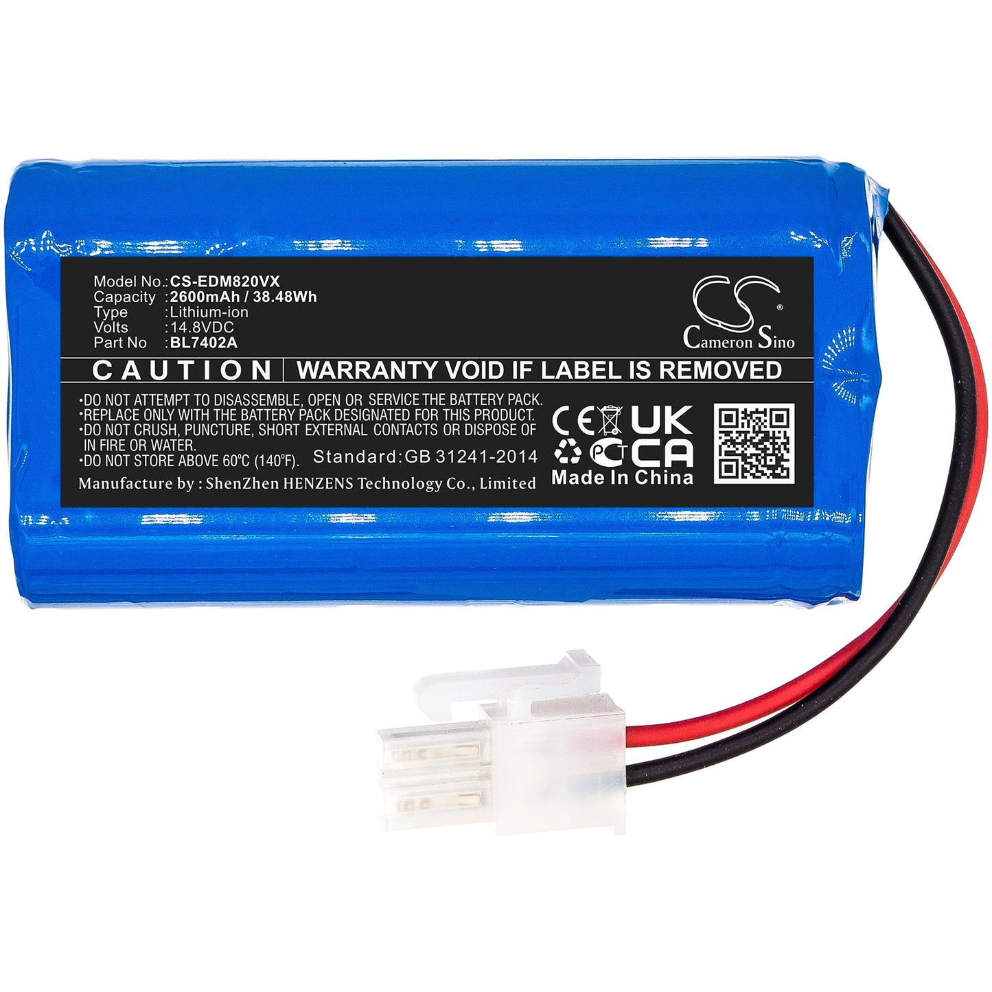 Replacement Battery for Ecovacs  Deebot 500 – Vacuum – 2600mAh / 38.48Wh / 14.8V