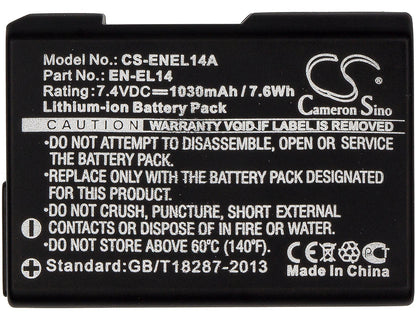 Replacement Battery for Nikon  Coolpix P7000 – Camera – 1030mAh / 7.62Wh / 7.4V