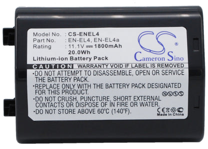 Replacement Battery for NIKON  &#x0D;
D2Hs – Camera – 1800mAh/19.9Wh / 11.1V