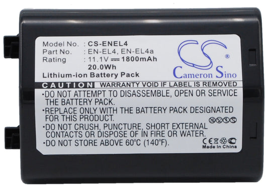 Replacement Battery for NIKON  &#x0D;
D2Hs – Camera – 1800mAh/19.9Wh / 11.1V