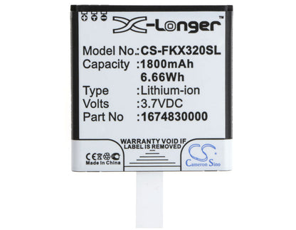 Replacement Battery for Falk  IBEX 25 – GPS, Navigator – 1800mAh / 6.66Wh / 3.7V