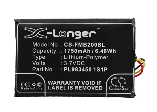 Replacement Battery for Falcom  Mambo 2 – GPS, Navigator – 1750mAh / 6.48Wh / 3.7V